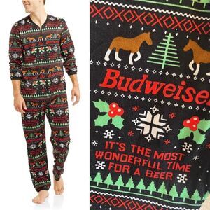 Christmas Pajamas Budweiser Wonderful Time For A Beer Medium One Piece Unisex